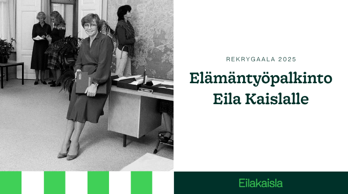 Rekrygaala 2025: Elämäntyöpalkinto Eila Kaislalle